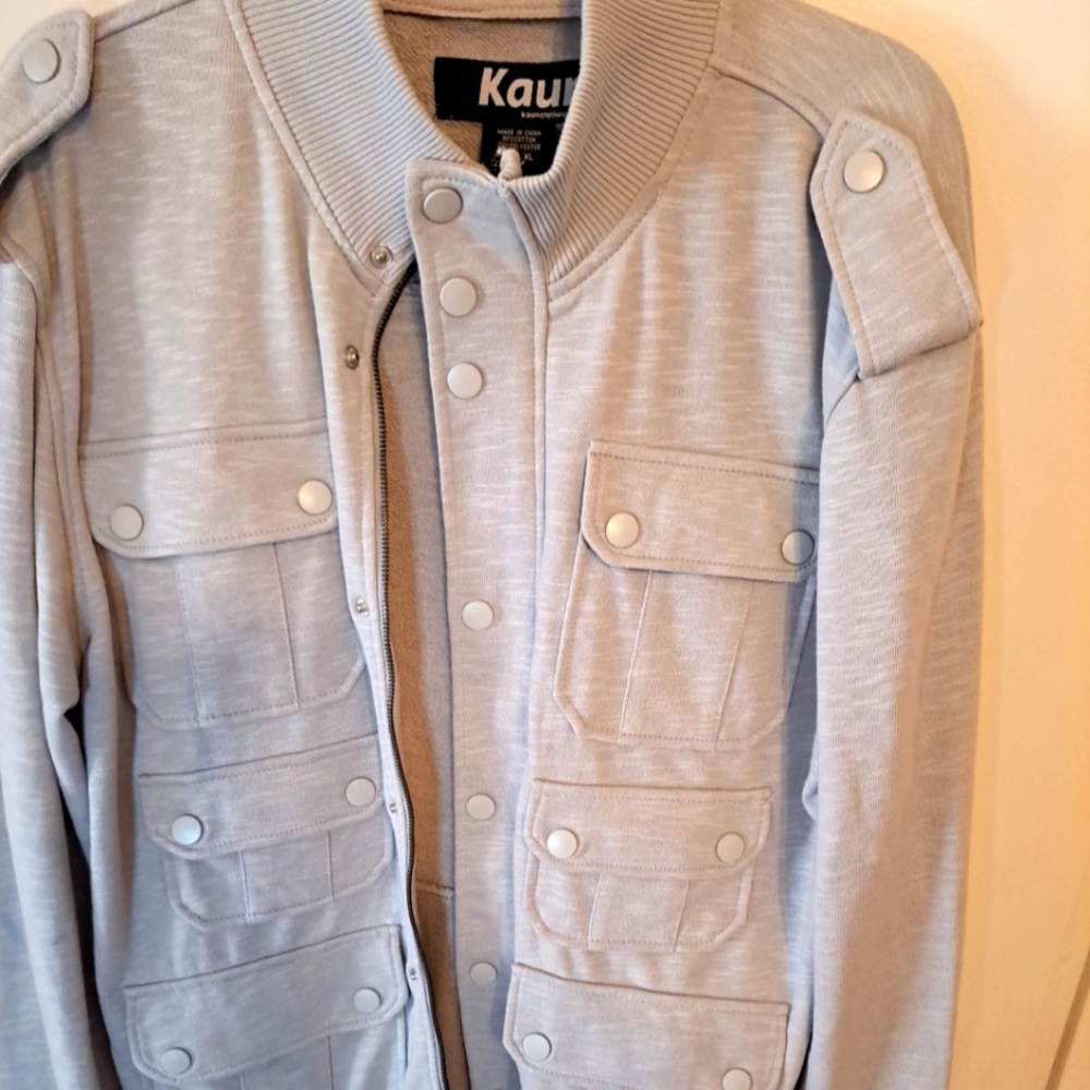 Kaun Military style jacket 6 pocket  cardigan Sz Xl